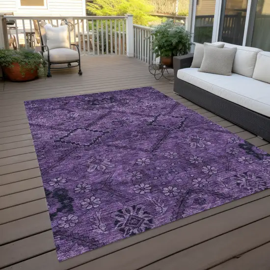 Eggplant Purple And Plum Floral Washable Indoor Outdoor Area Rug Photo 9