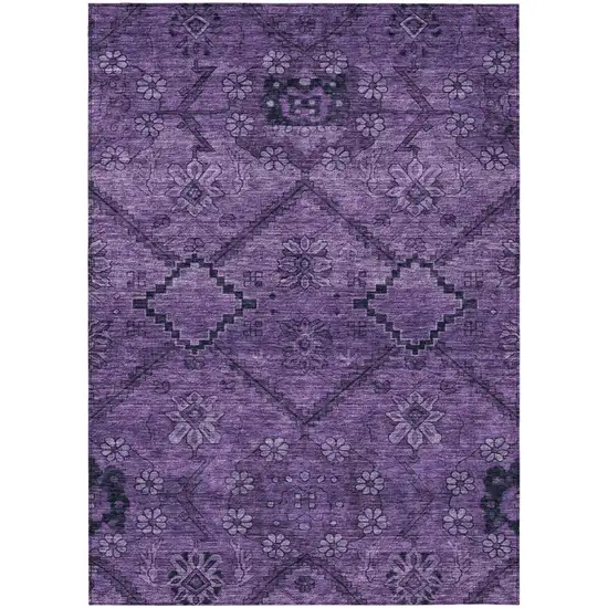 Eggplant Purple And Plum Floral Washable Indoor Outdoor Area Rug Photo 2