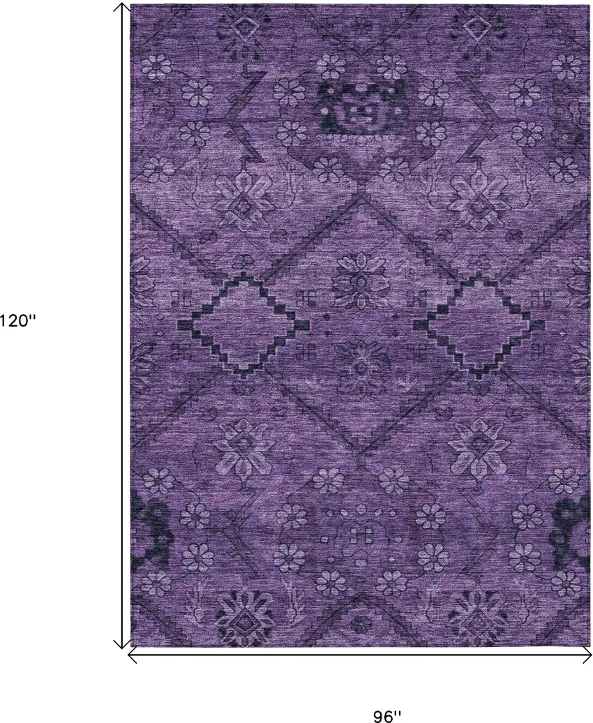 Eggplant Purple And Plum Floral Washable Indoor Outdoor Area Rug Photo 3