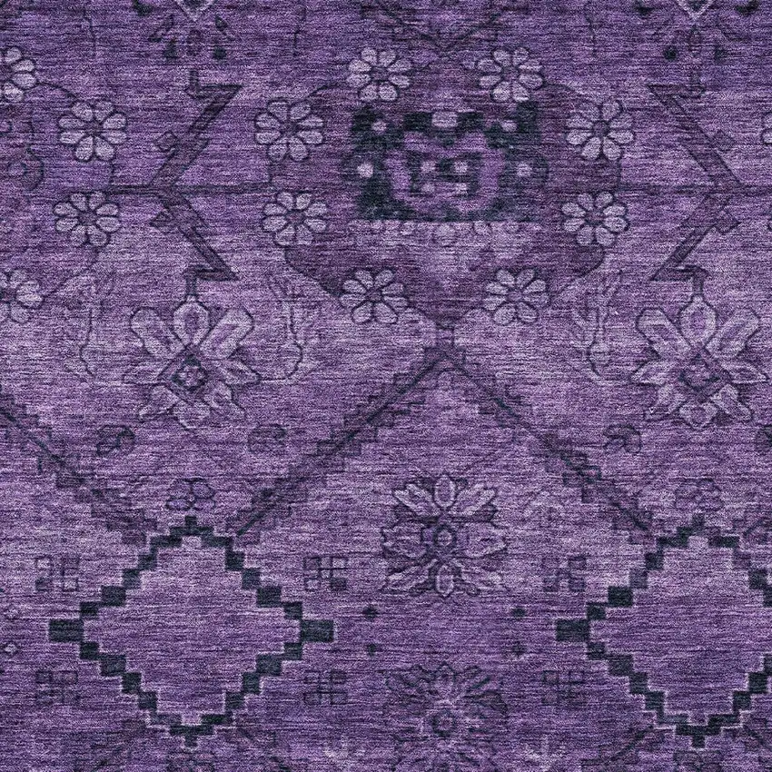 Eggplant Purple And Plum Floral Washable Indoor Outdoor Area Rug Photo 6