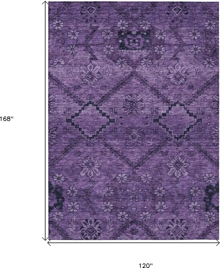 Eggplant Purple And Plum Floral Washable Indoor Outdoor Area Rug Photo 3