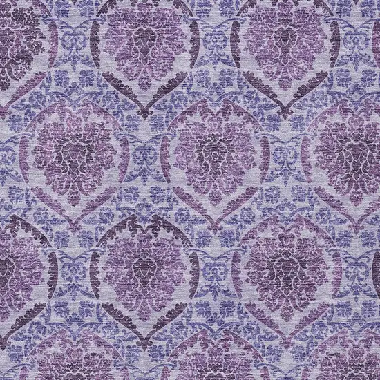 Eggplant Purple And Silver Medallion Washable Indoor Outdoor Area Rug Photo 6