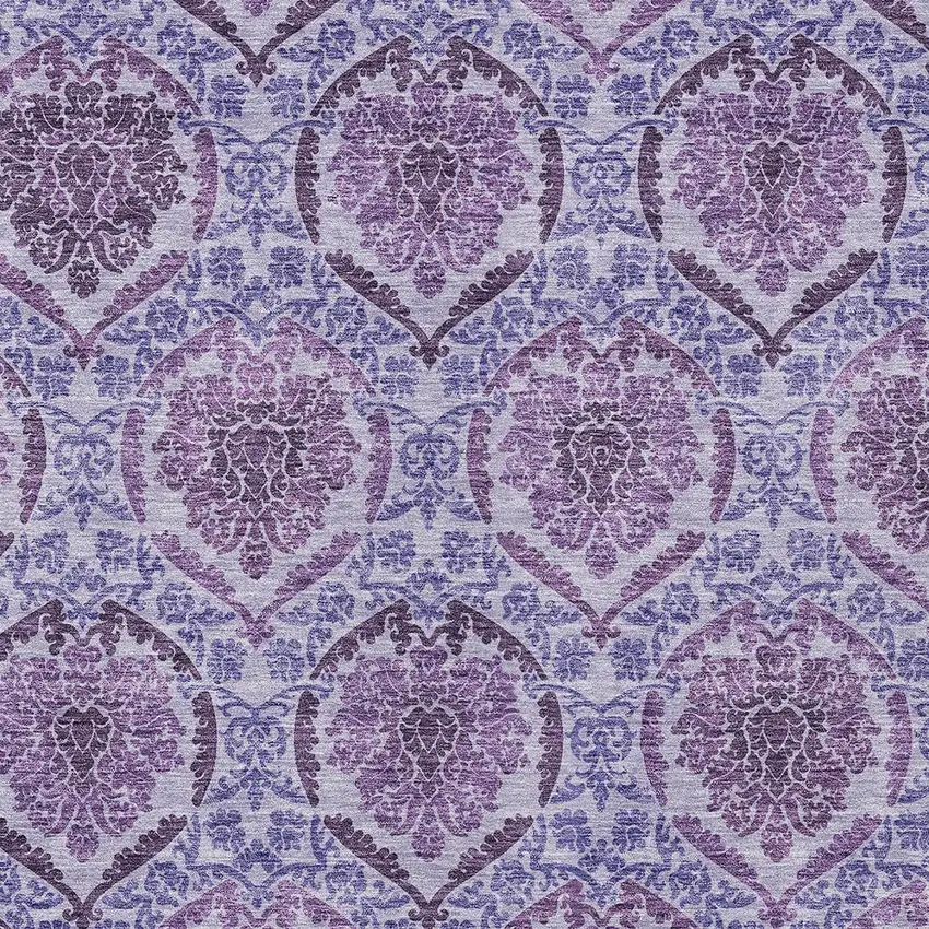 Eggplant Purple And Silver Medallion Washable Indoor Outdoor Area Rug Photo 6