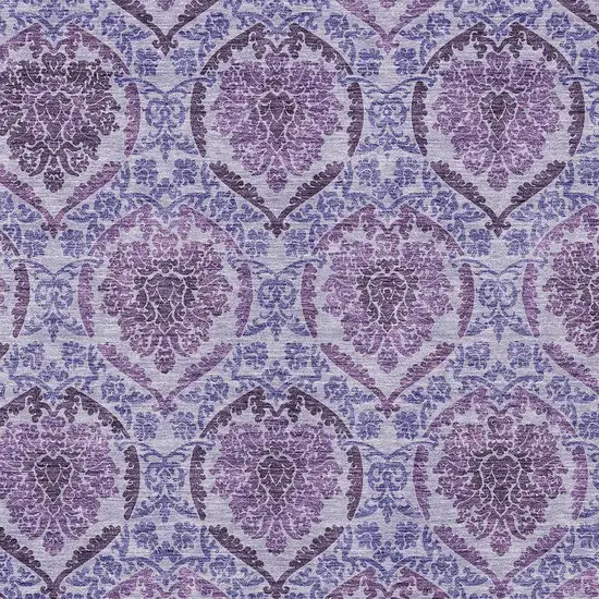 Eggplant Purple And Silver Medallion Washable Indoor Outdoor Area Rug Photo 6