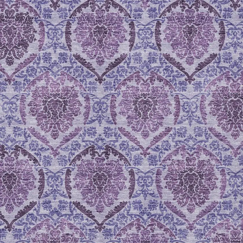 Eggplant Purple And Silver Medallion Washable Indoor Outdoor Area Rug Photo 6