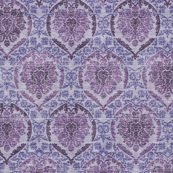 Eggplant Purple And Silver Medallion Washable Indoor Outdoor Area Rug Photo 6
