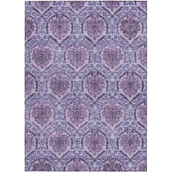 Eggplant Purple And Silver Medallion Washable Indoor Outdoor Area Rug Photo 7