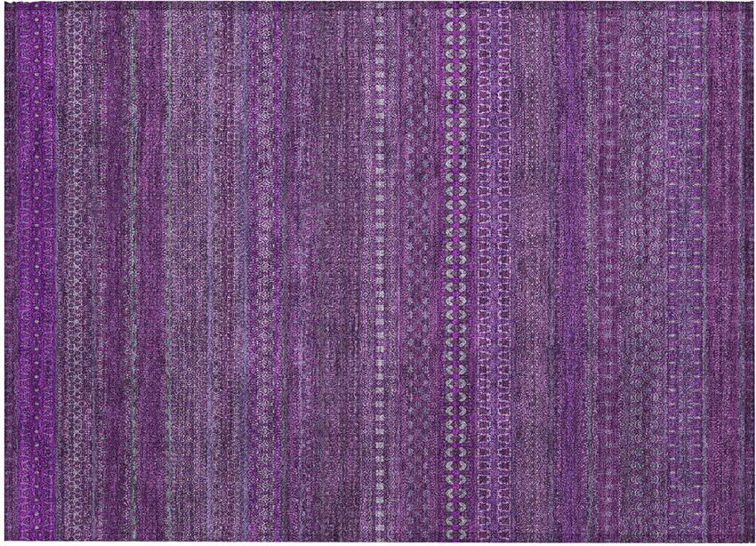 Eggplant Striped Washable Non Skid Indoor Outdoor Area Rug Photo 2