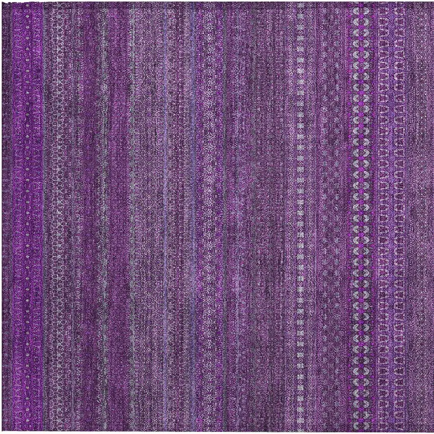 Eggplant Striped Washable Non Skid Indoor Outdoor Area Rug Photo 6