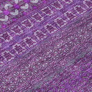 Photo of Eggplant Striped Washable Non Skid Indoor Outdoor Area Rug