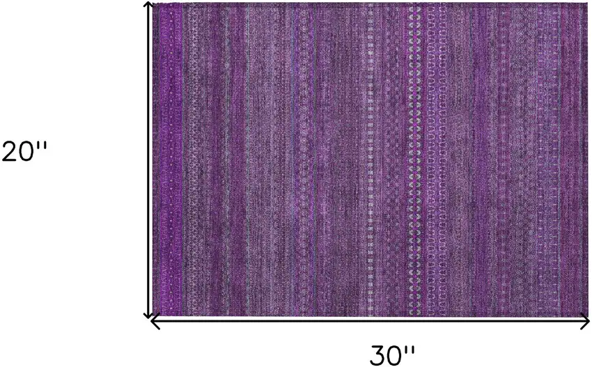 Eggplant Striped Washable Non Skid Indoor Outdoor Area Rug Photo 3