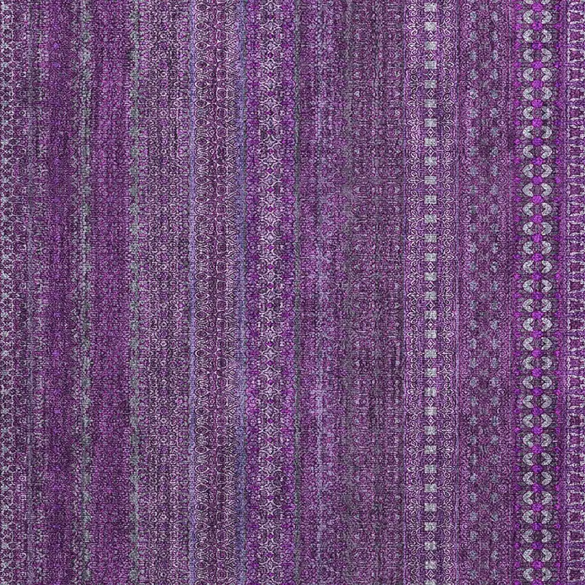 Eggplant Striped Washable Non Skid Indoor Outdoor Area Rug Photo 5