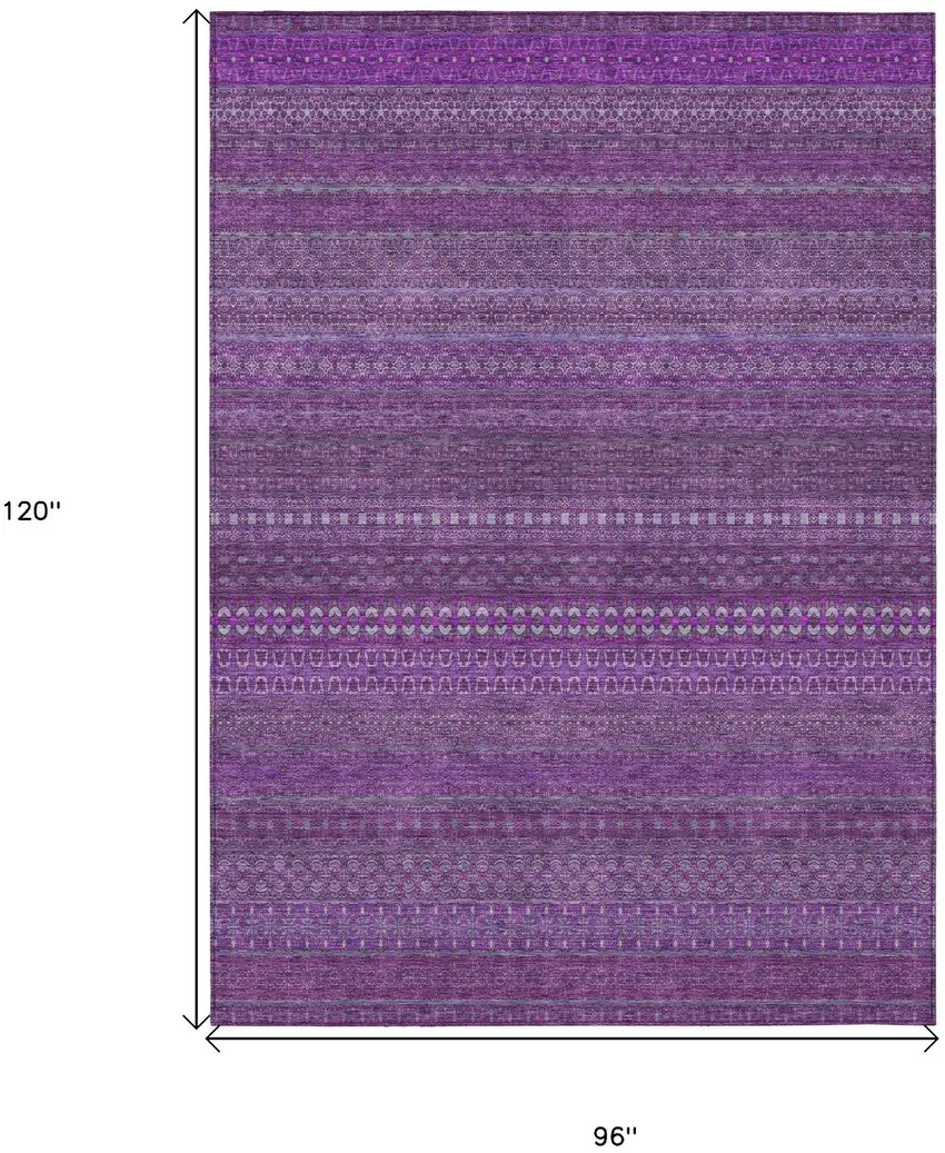 Eggplant Striped Washable Non Skid Indoor Outdoor Area Rug Photo 3