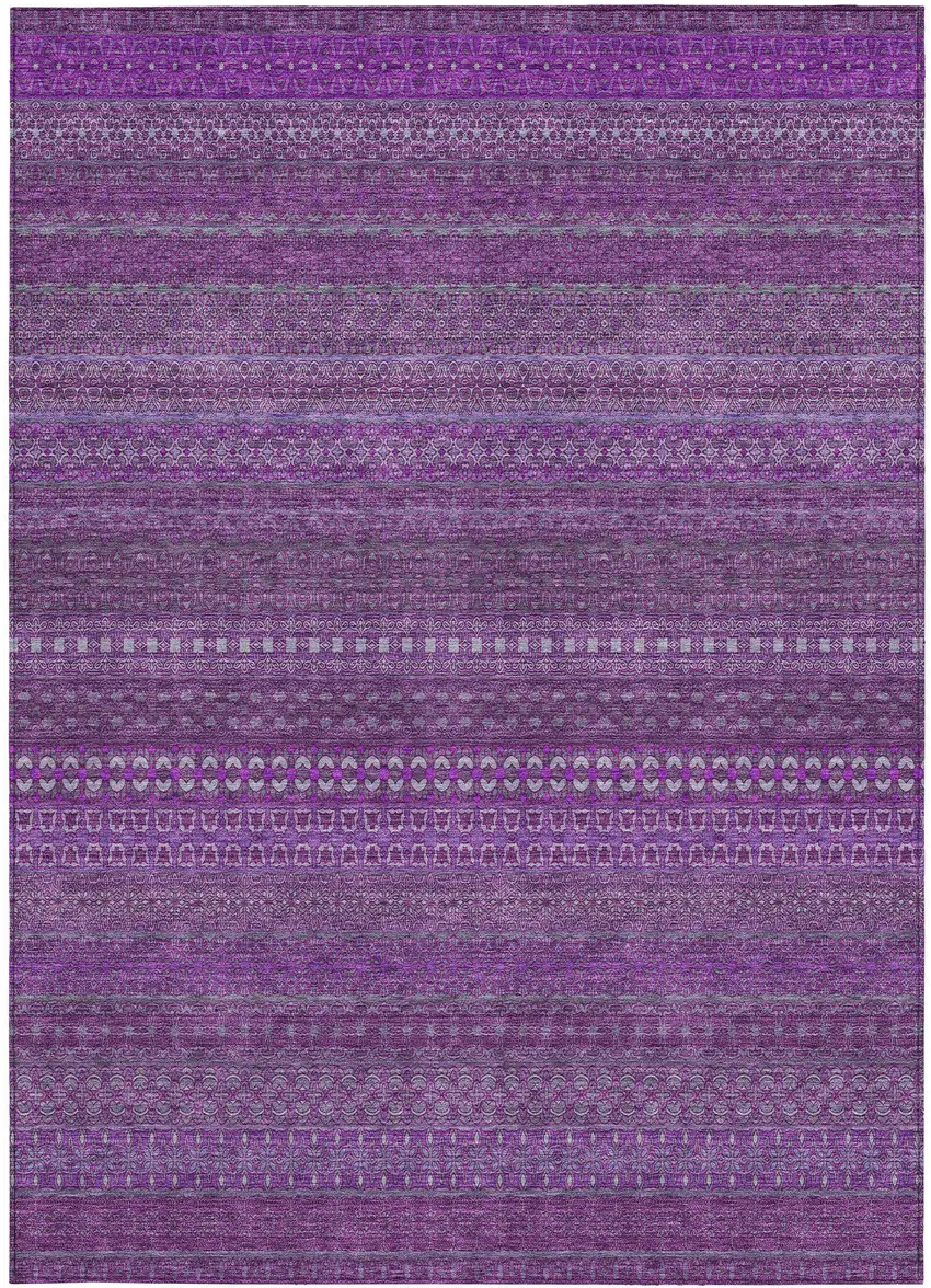 Eggplant Striped Washable Non Skid Indoor Outdoor Area Rug Photo 4