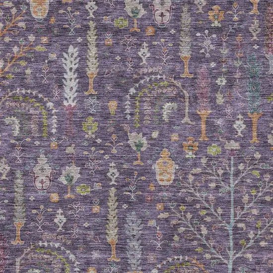 Eggplant Terra Cotta And Green Floral Washable Indoor Outdoor Area Rug Photo 6