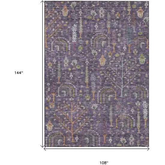 Eggplant Terra Cotta And Green Floral Washable Indoor Outdoor Area Rug Photo 8