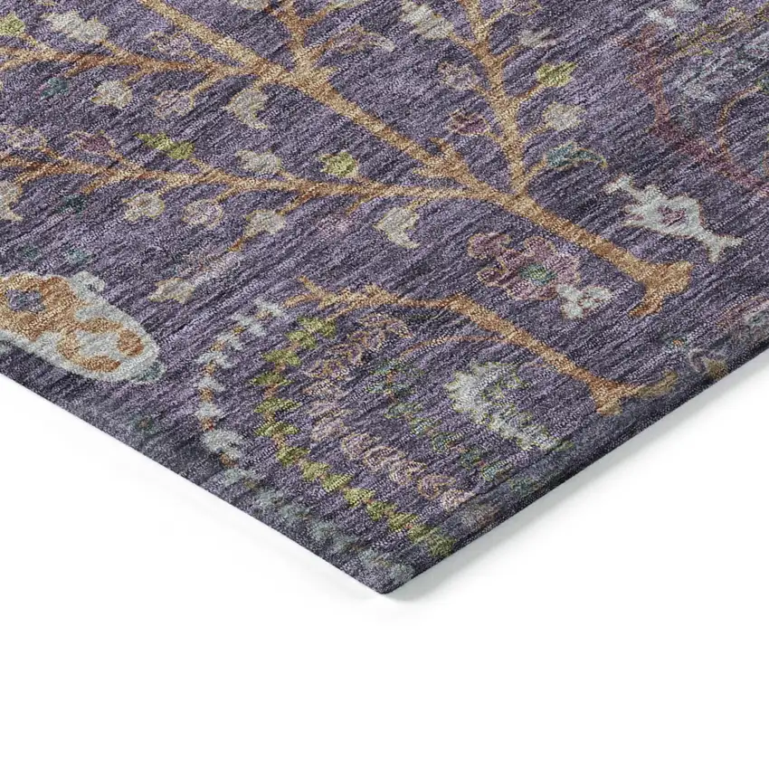 Eggplant Terra Cotta And Green Floral Washable Indoor Outdoor Area Rug Photo 4