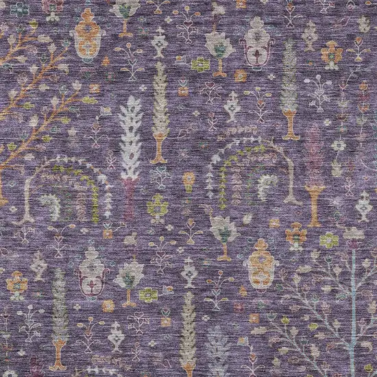Eggplant Terra Cotta And Green Floral Washable Indoor Outdoor Area Rug Photo 6