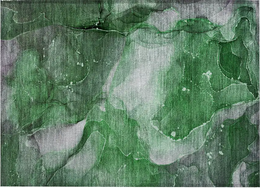Emerald Abstract Washable Non Skid Indoor Outdoor Area Rug Photo 2