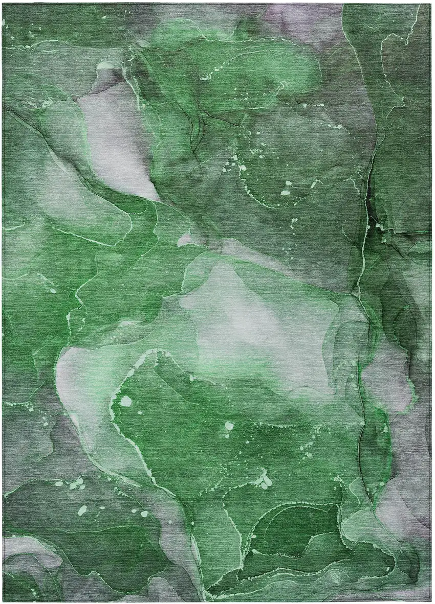 Emerald Abstract Washable Non Skid Indoor Outdoor Area Rug Photo 2