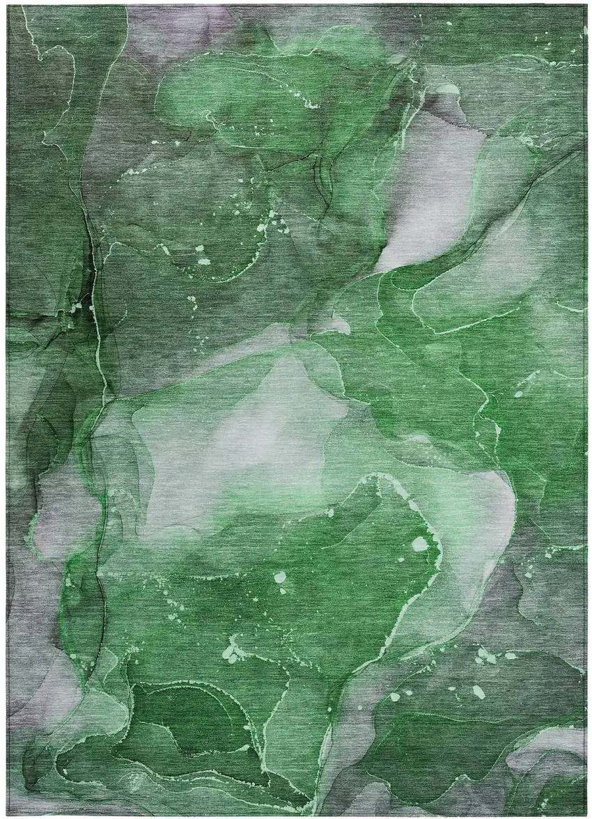 Emerald Abstract Washable Non Skid Indoor Outdoor Area Rug Photo 5