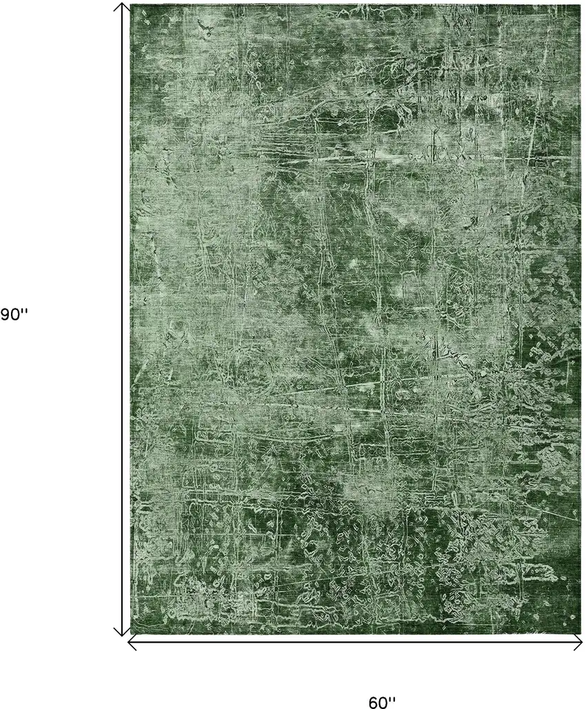 Emerald Abstract Washable Non Skid Indoor Outdoor Area Rug Photo 3