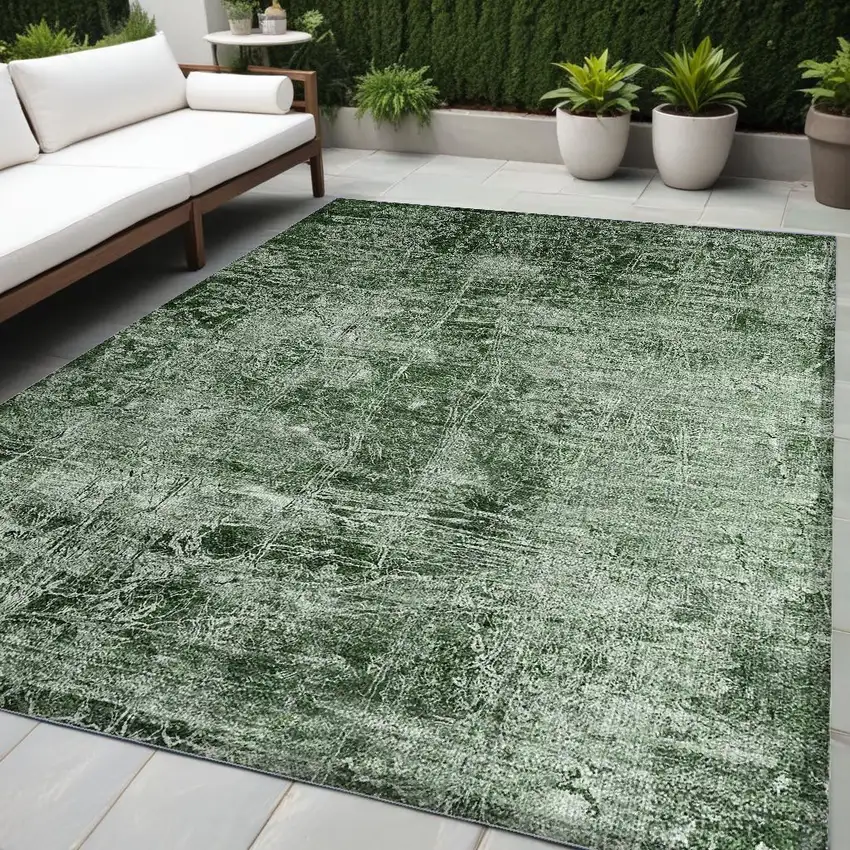 Emerald Abstract Washable Non Skid Indoor Outdoor Area Rug Photo 1
