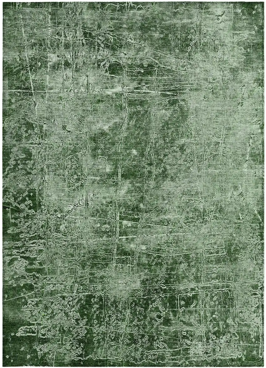 Emerald Abstract Washable Non Skid Indoor Outdoor Area Rug Photo 4