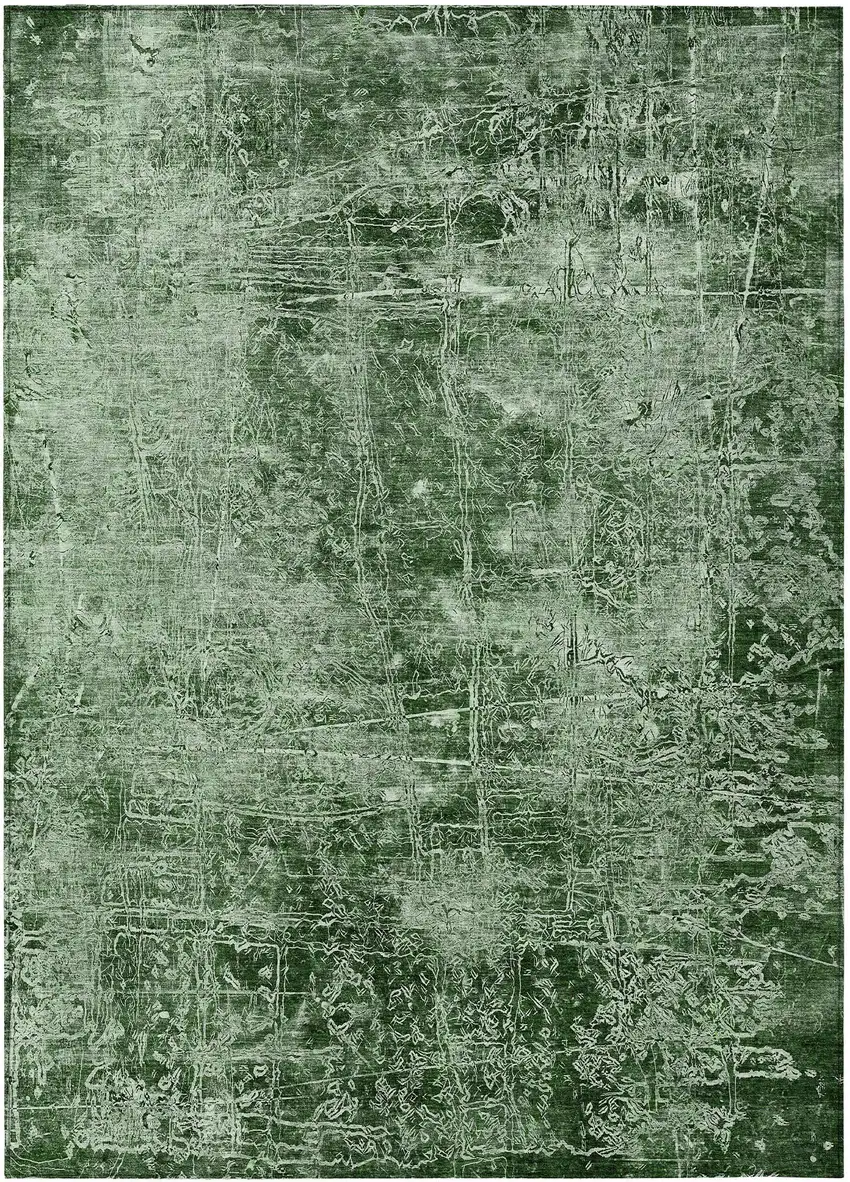 Emerald Abstract Washable Non Skid Indoor Outdoor Area Rug Photo 2