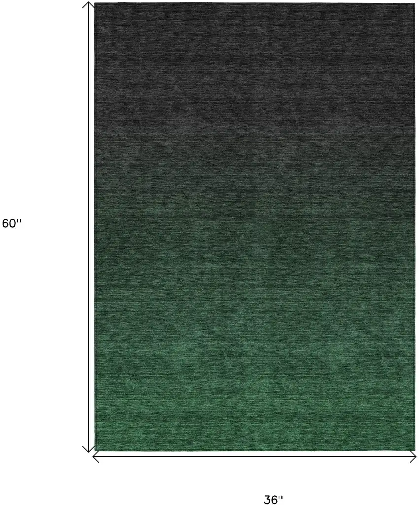 Emerald And Charcoal Abstract Washable Indoor Outdoor Area Rug Photo 3