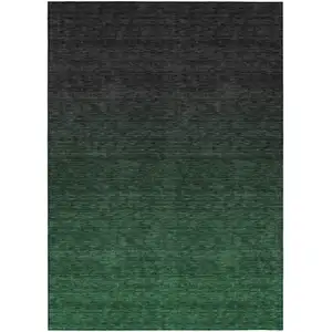 Photo of Emerald And Charcoal Abstract Washable Indoor Outdoor Area Rug