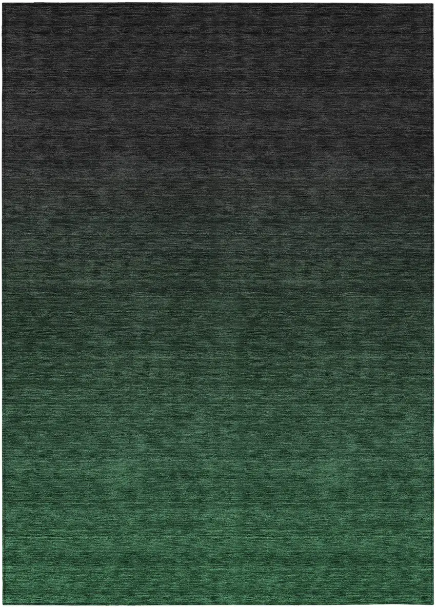 Emerald And Charcoal Abstract Washable Indoor Outdoor Area Rug Photo 2
