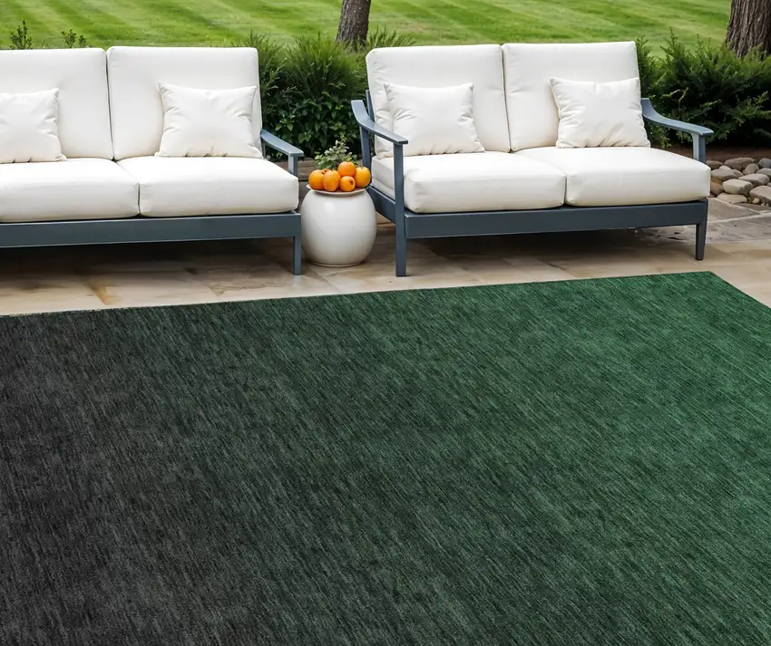 Emerald And Charcoal Abstract Washable Indoor Outdoor Area Rug Photo 1