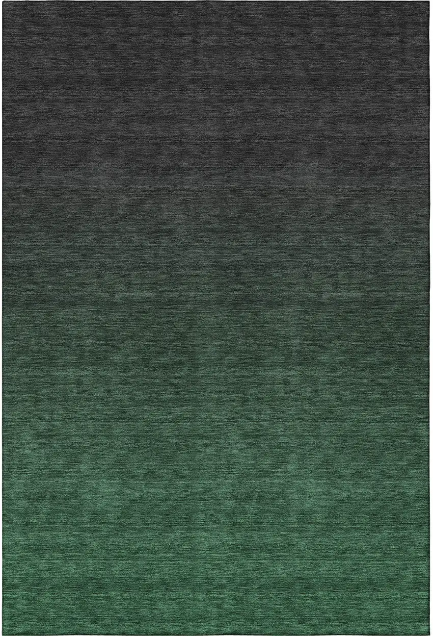 Emerald And Charcoal Ombre Washable Area Rug With UV Protection Photo 4