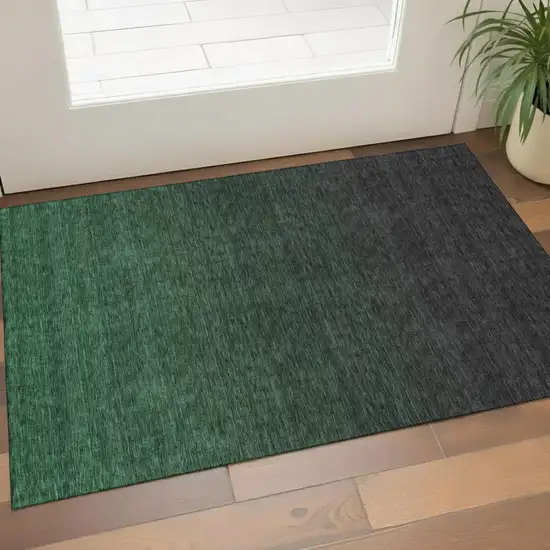 Emerald And Charcoal Ombre Washable Area Rug With UV Protection Photo 1