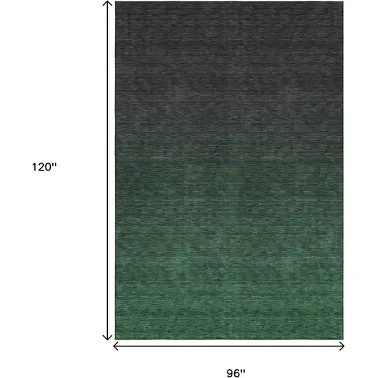 Emerald And Charcoal Ombre Washable Area Rug With UV Protection Photo 3