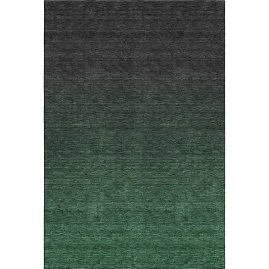 Emerald And Charcoal Ombre Washable Area Rug With UV Protection Photo 1