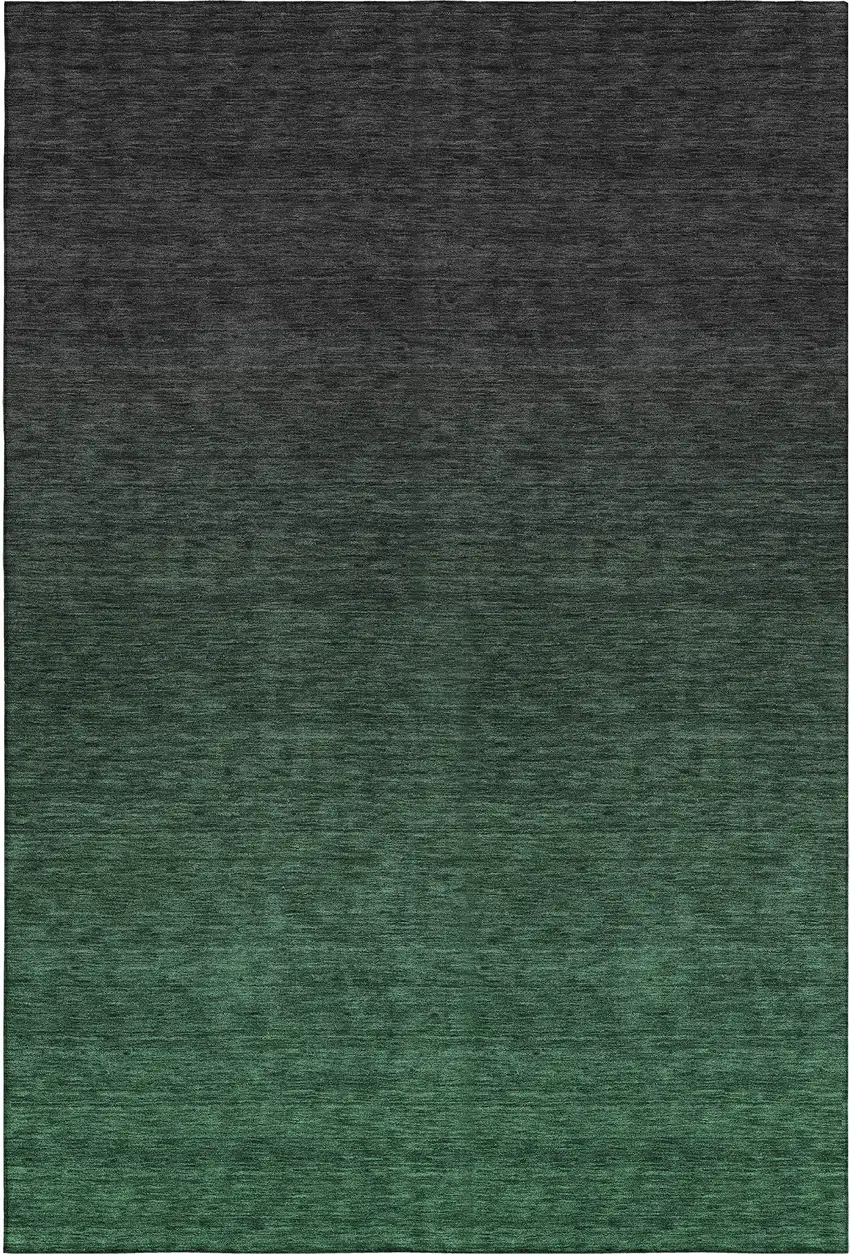 Emerald And Charcoal Ombre Washable Area Rug With UV Protection Photo 1