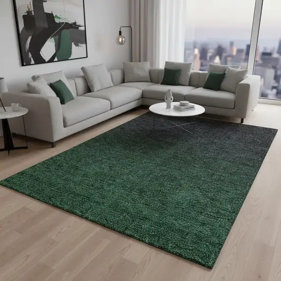 Emerald And Charcoal Ombre Washable Area Rug With UV Protection Photo 2