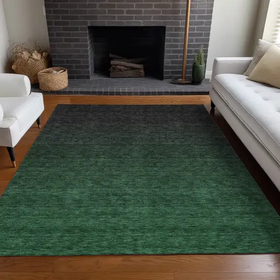 Emerald And Charcoal Ombre Washable Area Rug With UV Protection Photo 5