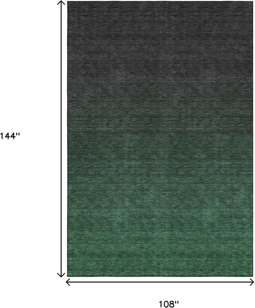 Emerald And Charcoal Ombre Washable Area Rug With UV Protection Photo 3