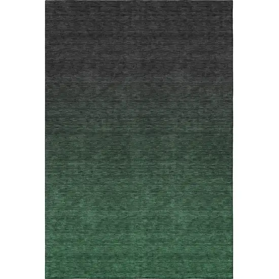Emerald And Charcoal Ombre Washable Area Rug With UV Protection Photo 4