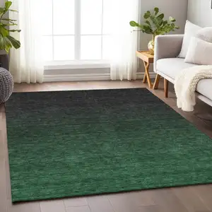 Photo of Emerald And Charcoal Ombre Washable Area Rug With UV Protection
