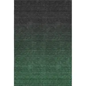 Photo of Emerald And Charcoal Ombre Washable Area Rug With UV Protection