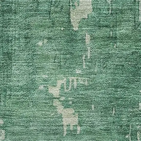 Emerald And Denim Blue Abstract Washable Area Rug With UV Protection Photo 2