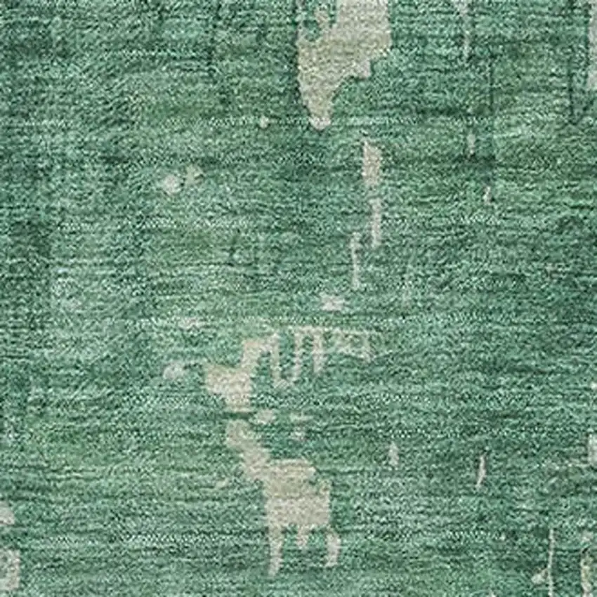 Emerald And Denim Blue Abstract Washable Area Rug With UV Protection Photo 2