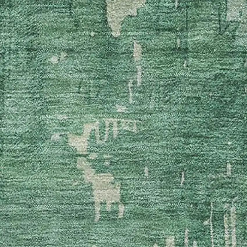 Emerald And Denim Blue Abstract Washable Area Rug With UV Protection Photo 2