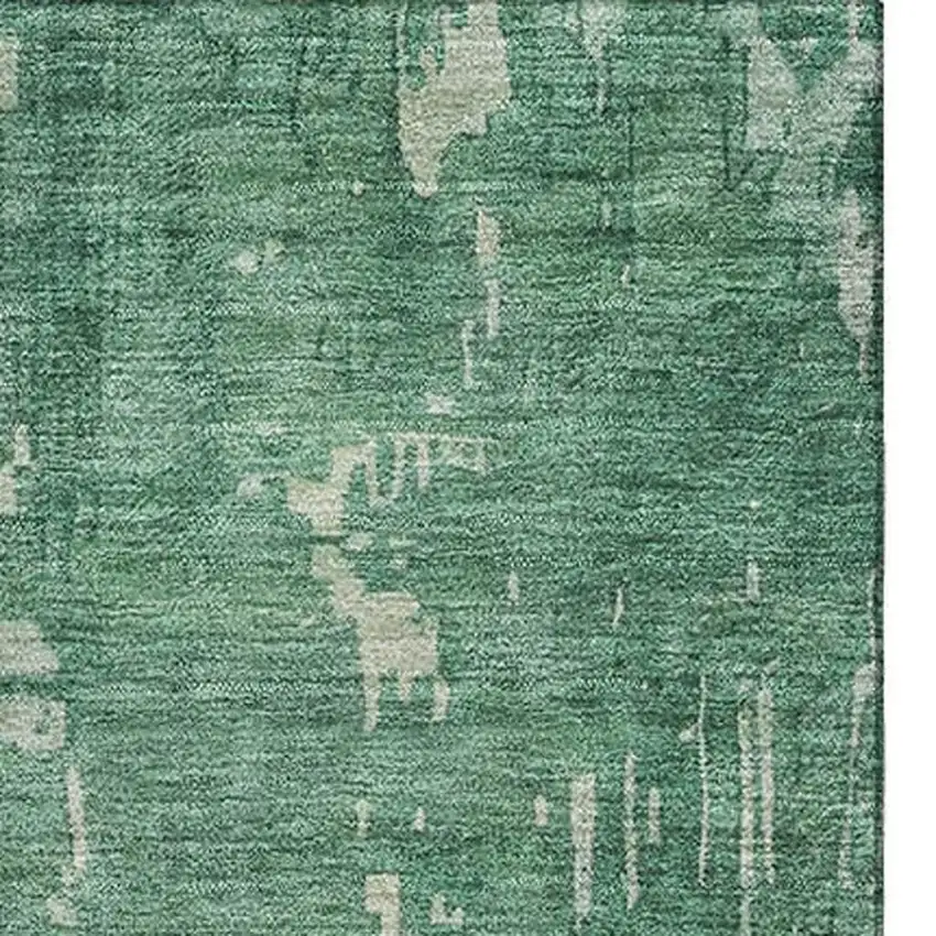 Emerald And Denim Blue Abstract Washable Area Rug With UV Protection Photo 3
