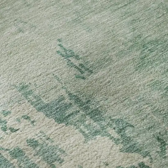 Emerald And Denim Blue Abstract Washable Area Rug With UV Protection Photo 9