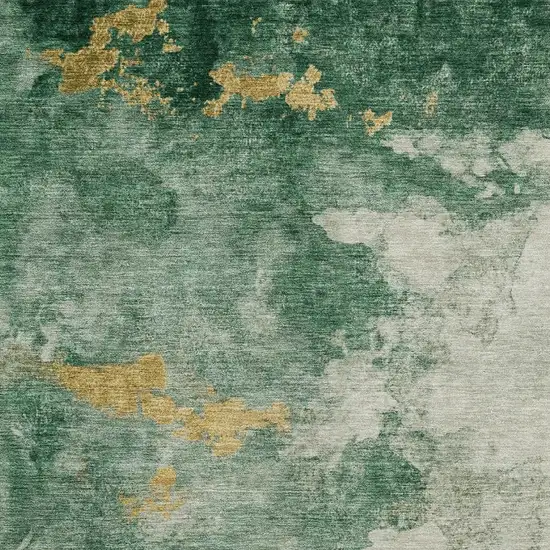 Emerald And Gold Abstract Washable Area Rug With UV Protection Photo 3
